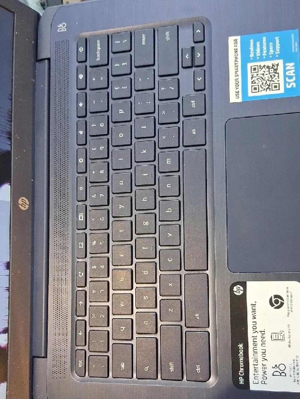 HP Laptop with Black and Purple Screen Damage